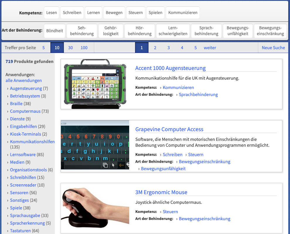 Startseite der Datenbank barrierefrei kommunizieren! der Stiftung barrierefrei kommunizieren!