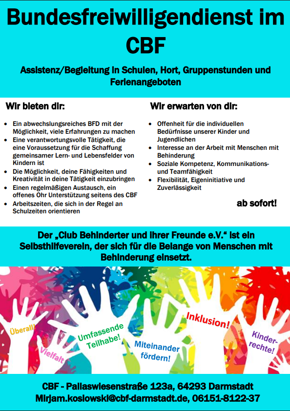 Flyer "Bundesfreiwilligendienst im CBF"