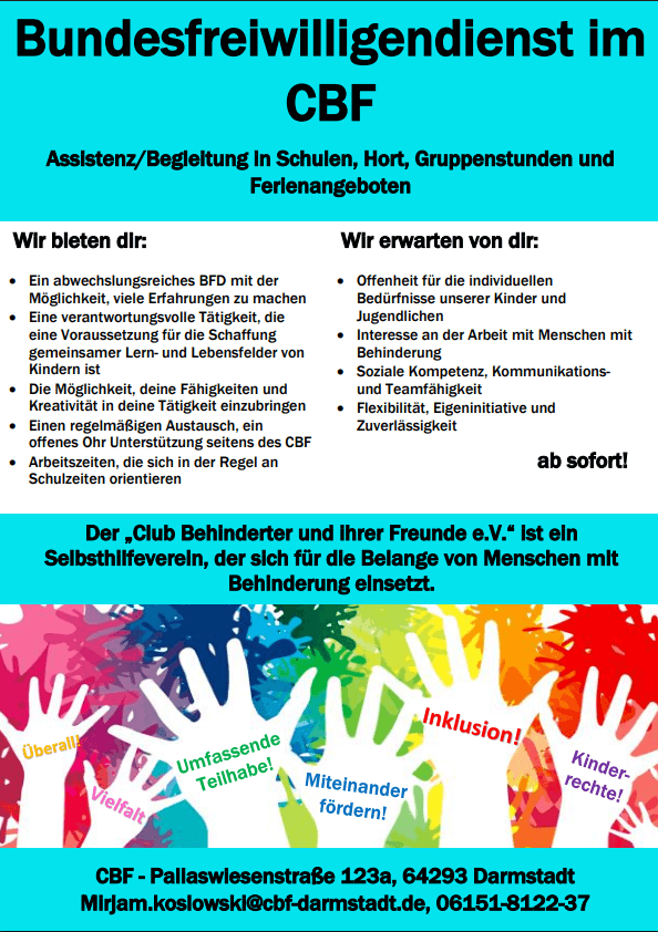 Flyer "Bundesfreiwilligendienst im CBF"